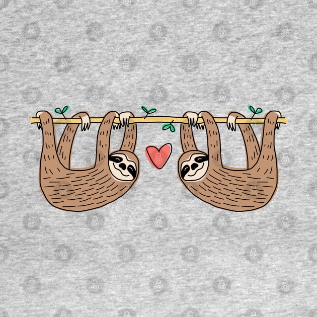 Sloth Couple Hanging Together by HappyCatPrints